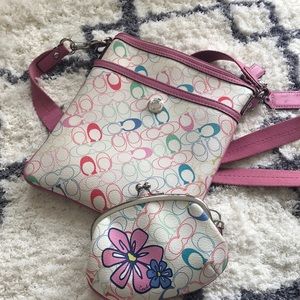 Pink Coach Crossbody & Coin purse